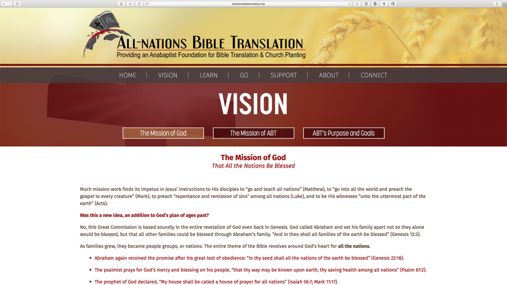 All Nations Bible Translation - vision page - desktop