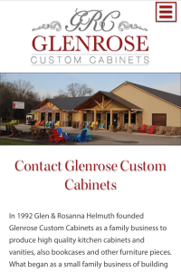 Glenrose Cabinet - contact us page - mobile